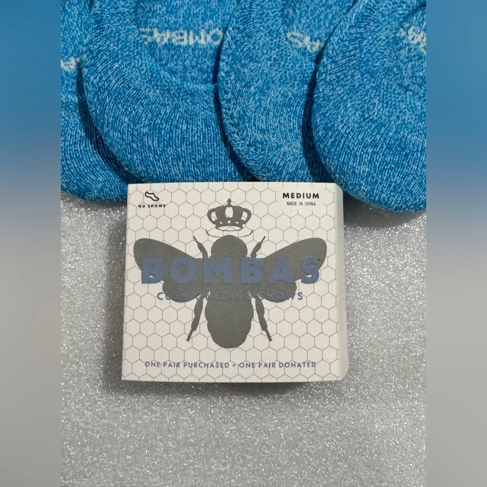 4 Ct Lot Bombas Socks Medium Blue Medium New No Show